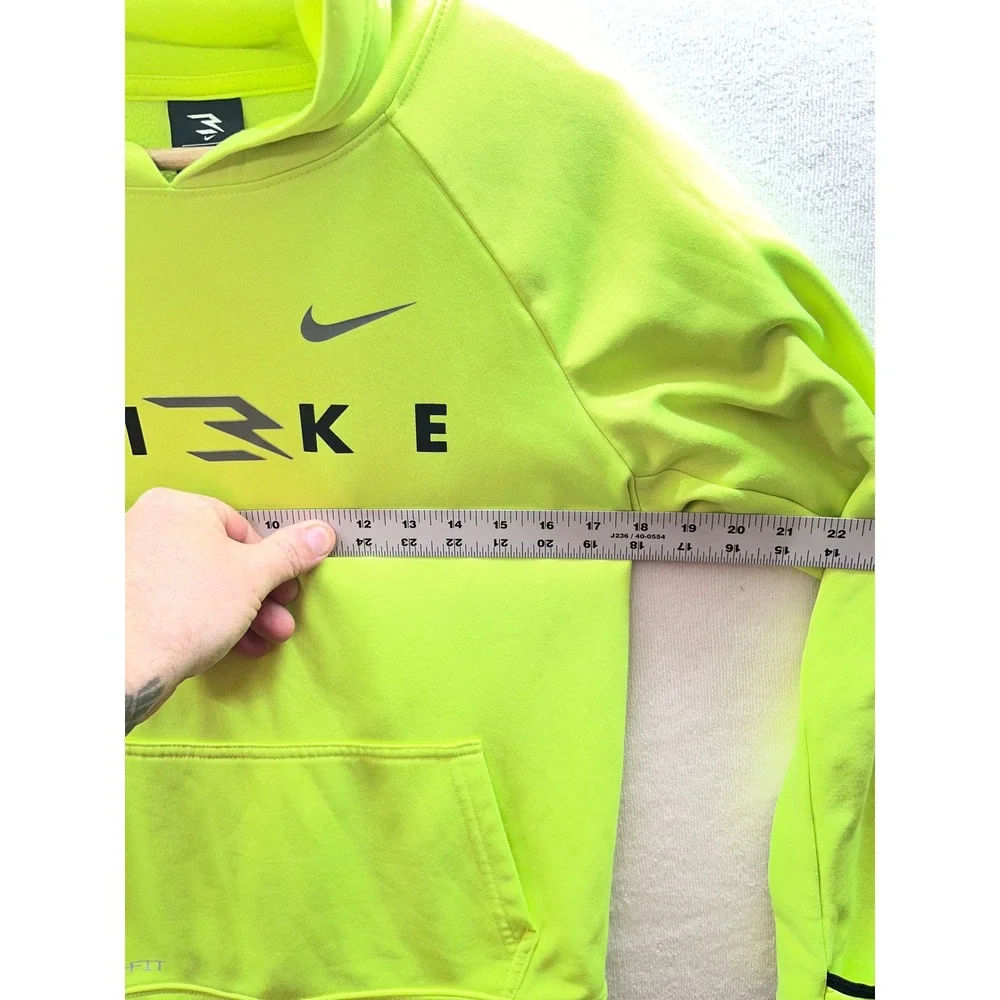 Nike 3 Brand Hoodie Boys Large Neon‎ Yellow Dri-FIT Russell Wilson 3386
